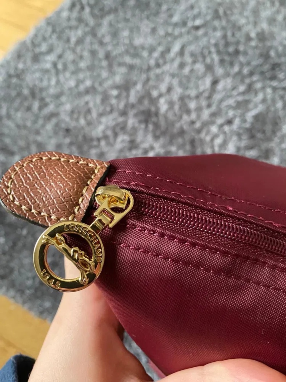 NWT Burgundy Longchamp Le Pliage Medium Handbag Tote Canvas Tablet Shoulder M - Picture 4 of 6